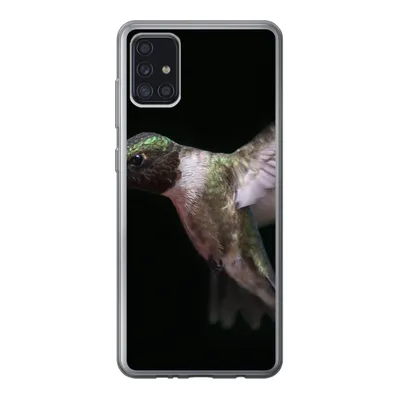 Produktbild von MuchoWow® Handyhülle Schutzhülle Hülle für Samsung Galaxy A52 5G Rubinkehl-Kolibri auf schwarzem Hintergrund Silikon Softcase Handy Hülle