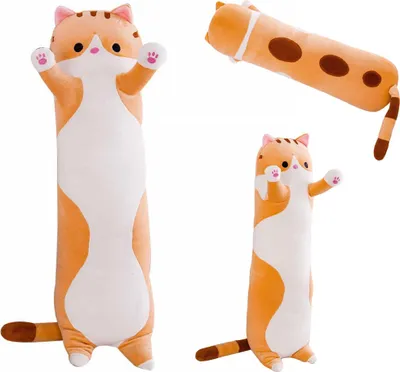 Produktbild von Lange Katze Maskottchen Kuscheltier Plüsch Puppe Kätzchen Beige 50 cm