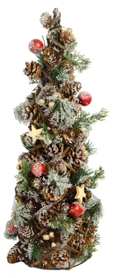 Immagine prodotto di Mini Albero di Natale innevato con bacche rosse e pigne cm Ø19xh50
