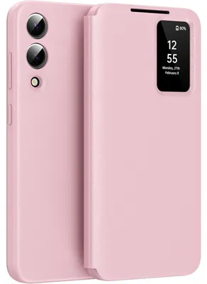 Obrázek produktu pro Kožené flipové pouzdro pro Samsung Galaxy S25 Edge, obal s funkcí Smart View okna a přihrádkou na karty Růžový