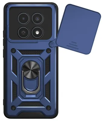 Image de Mayaxess, coque à anneau avec protection coulissante pour l'appareil photo pour Redmi Note 15 4G, bleu nuit