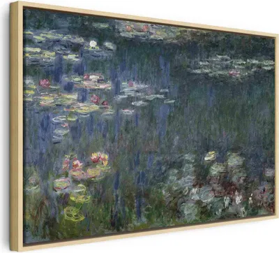 Produktbild von Italienischer Leinwand Leinwandbild - Waterlilies: Green Reflections (Claude Monet) 120x80 cm Reproduktionen l-E-12135-b-a