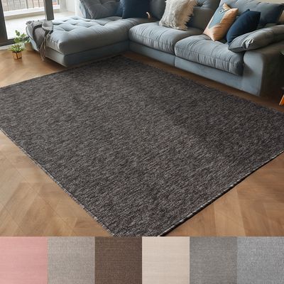 Teppich Wohnzimmer Kurzflor Flachgewebe Schlingenteppich meliert Pflegeleicht, Farbe:Anthrazit, Grösse:160x230 cm