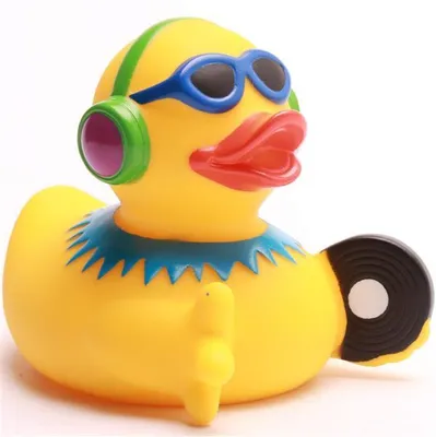 Produktbild von Badeente Diskjockey gelb Vinyl 8 cm