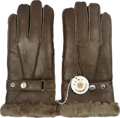 Produktbild von Finger Handschuhe Nappaleder gefüttert echtes Lammfell HDS-FING2 Mocca M