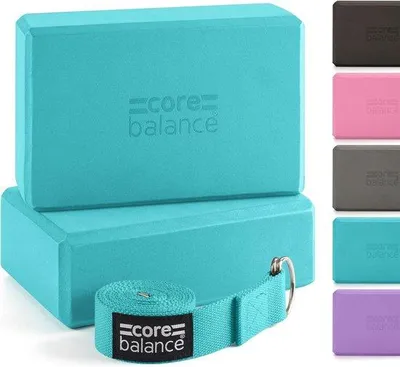 Produktbild von Famanu Yoga Block Set mit D-Ring Stretchband - EVA Schaum