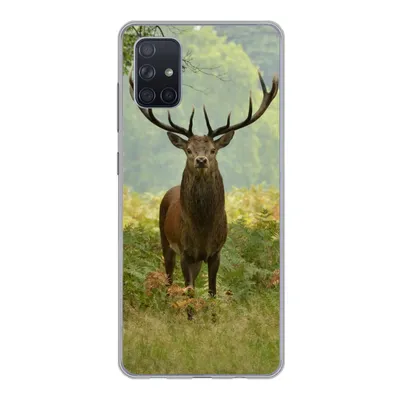 Produktbild von MuchoWow® Handyhülle Schutzhülle Hülle für Samsung Galaxy A71 Rothirsch - Natur - Grün Silikon Softcase Handy Hülle - Kartenbesitzer