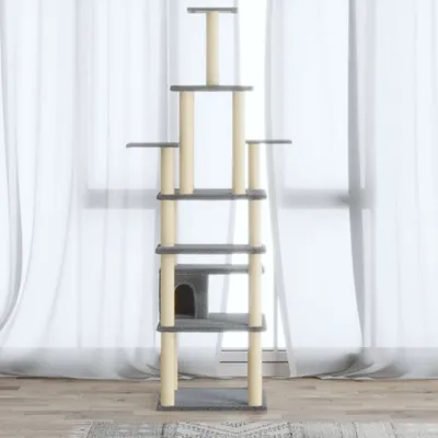Immagine prodotto di The Living Store Graffiatoio con pali in sisal Grigio chiaro 183 cm