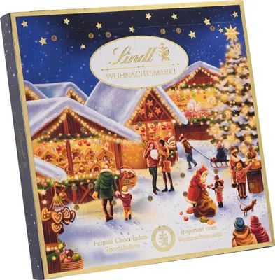 Obrázek produktu pro Lindt Vánoční trh Stolní kalendář Směs mini kuliček 115g