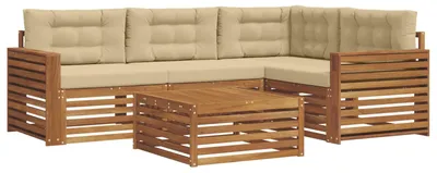 Imagen del producto de vidaXL Juego de sofás de exterior, 5 piezas, color natural y beige