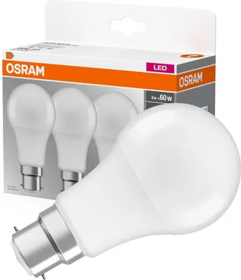 Zdjęcie produktu dla 3x Żarówka LED A60 B22d 8W = 60W 806lm 4000K Neutralna 150° BASE Osram