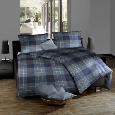 Produktbild von Fleuresse Lech Edelflanell Bettwäsche 155x220 Karo marine blau rost  604112-02