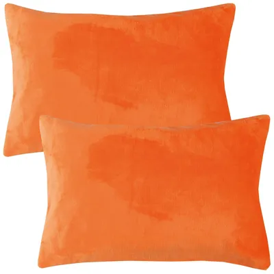 Obrázek produktu pro Pohodlné povlaky na polštáře, 40x60 cm, oranžové, balení po 2 kusech, bez výplně, měkké a nadýchané, s zipem, s efektem kašmíru, 100% polyester, lze prát na 30°C