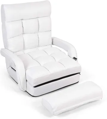 Produktbild von Klappsofa verstellbar, Bodensofa mit Schlaff- & Liegefunktion, klappsesessel, klappbares Schlafsessel für Wohnzimmer Büro Schlaffzimmer (Weiß)