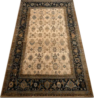 Produktbild von Wollteppich OMEGA AVILA Ornament Rahmen cognac braun braun 235x350 cm