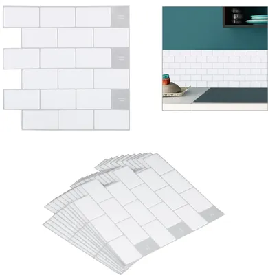 Produktbild von relaxdays Subway Fliesenaufkleber 10er Set