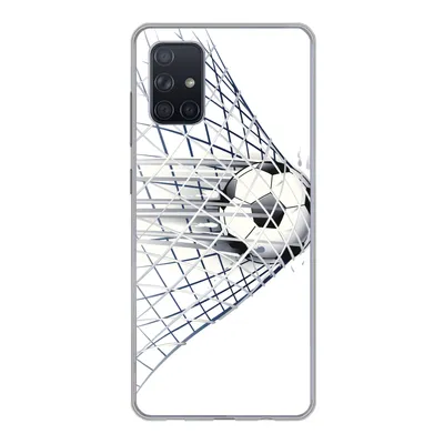 Produktbild von MuchoWow® Handyhülle Schutzhülle Hülle für Samsung Galaxy A51 Eine Illustration eines Fußballs, der ins Tor geht - Jungen - Mädchen - Kinder Silikon Softcase Handy Hülle - Schutzabdeckung