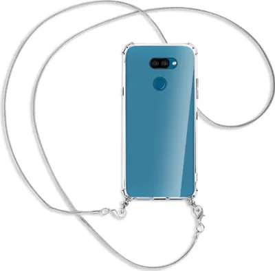 Produktbild von Handykette Backcover-Schutzhülle mit Band (Metall silberfarben) für LG K40S LMX430 - silberfarbene Kette Snake
