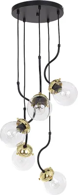 Produktbild von Pendelleuchte Vintage "Natan" Messing Glas Metall 5-flammig Hängelampe Wohnzimmer Esszimmer Esstisch