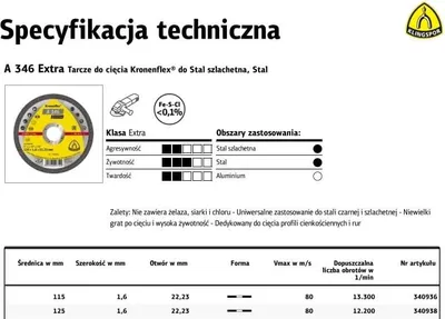 Image de A 346 EX Disques à tronçonner, 115 x 1,6 x 22,23 mm droits, 340936