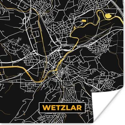 Produktbild von MuchoWow® Poster Gold - Deutschland - Karte - Stadtplan - Wetzlar 100x100 cm - Babyzimmer