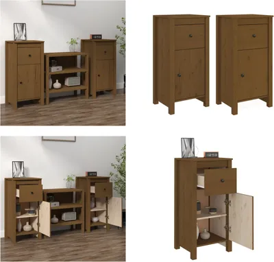 Produktbild von vidaXL Sideboards 2 Stk. Honigbraun 40x35x80 cm Massivholz Kiefer - Sideboard - Sideboards - Schrank - Lagerschrank