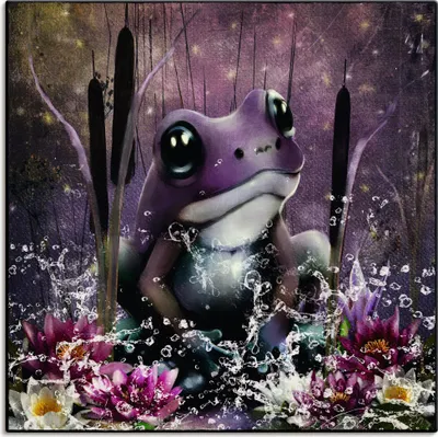 Produktbild von ARTland Leinwandbild Lila Frosch Größe: 40x40 cm