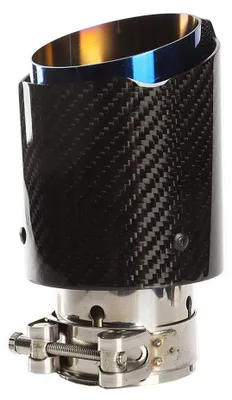 Image de Embouts d'échappement en acier inoxydable et en fibre de carbone brillante, pour voiture. Entrée : 54 mm (2,1 pouces), sortie : 89 mm (3,5 pouces)
