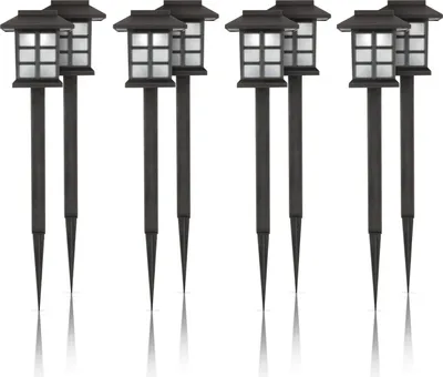 Produktbild von LED Solar Gartenleuchten für Außen ( 8er Pack), wetterfest IP44 spritzwassergeschützt, 38 cm Stecklampe mit Erdspieß, Beleuchtung für Terrasse