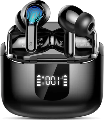 Produktbild von Kabellose Ohrhörer – In-Ear-Kopfhörer – Für Musikwiedergabe – Bluetooth 5.4 – 50 Stunden Wiedergabezeit – Schwarz