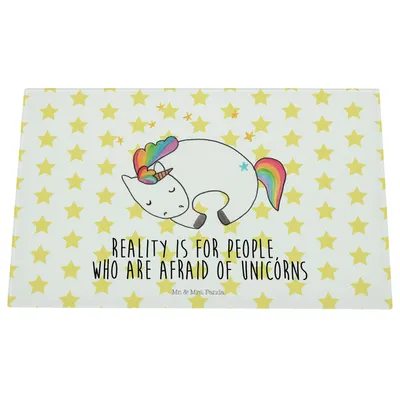 Produktbild von Mr. & Mrs. Panda Schneidebrett Aus Glas Einhorn Nacht - Weiß - Geschenk, schneidbrett, Unicorn, Glasschneidebrett, Traum, Schneidplatte, Hackbrett, Menschen, Einhörner