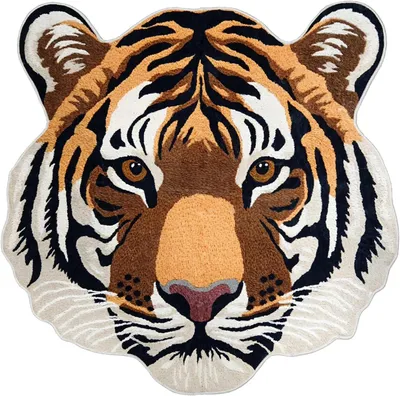 Produktbild von Kinderzimmer Teppiche Junge,Tiger Motiv - 120 x 120 cm Teppich Tiere Waschbar für Jungenzimmer,Kinderzimmer,Babyzimmer