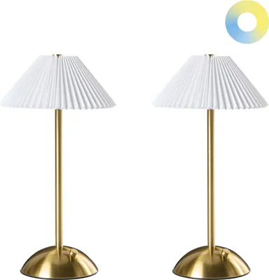 Produktbild von BELIANI LED Tischlampe 2er Set Gold Metall 30 cm Hoch Aufladbar Kabellos mit USB-C-Ladefunktion Modernes Design für Outdoor Indoor Garten Terrasse