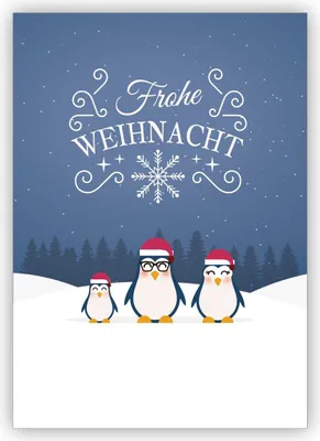Produktbild von Coole Weihnachtskarte mit Pinguin Familie: Frohe Weihnacht