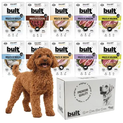 Produktbild von Bult | Feuchte Nahrung für Hunde - Mix Dergeschmäcker - 10x500g - 75% Fleisch - Hundenahrung