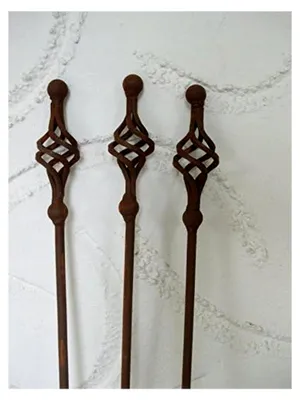 Produktbild von Set von 3 Gartenstäben, Rankstäben, Rosenstäben, gedreht, Eisen, Rost, 116 cm
