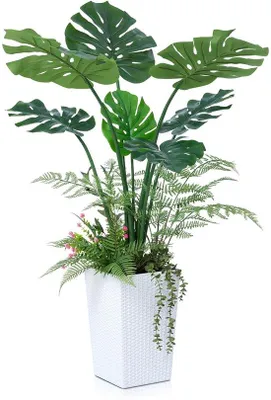 Obrázek produktu pro Umělá rostlina Monstera, 120 cm, bílá, odolná proti UV záření