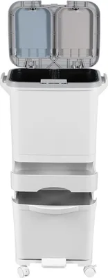 Produktbild von TolleTour Mülleimer Küche, 42L Mülltrennsystem 3 Fächer Küchenmülleimer Weiß