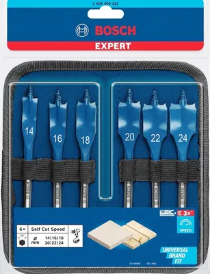 Produktbild von Bosch EXPERT SelfCut Flachfräsbohrer-Set, 14/16/18/20/22/24 mm 6 Stück