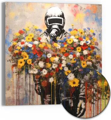 Produktbild von DEQOART Hybrid Leinwand Bild 50x50 cm 'Weltraumblüten' Wandbild Glas flach modern
