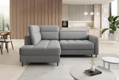 Produktbild von Ecksofa Couchgarnitur BAREA L-Form mit Schlaffunktion, Kopfstützen & Bettkasten