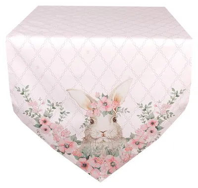 Obrázek produktu pro Clayre & Eef běhoun na stůl 50x160 cm růžový bavlněný králík