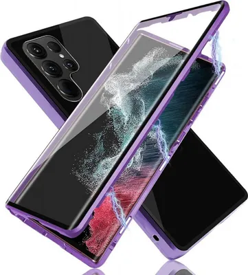 Immagine prodotto di Per Samsung Galaxy S24 Ultra Mobile Phone Case 360 Magnetic Glass Bumper Metal Case Cover