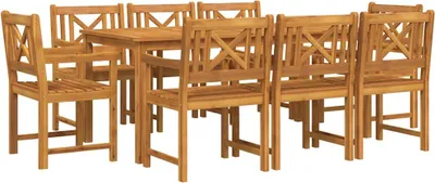 Productafbeelding van vidaXL Tuinset, 9-delig, bruin, massief acaciahout