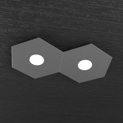 Zdjęcie produktu dla Nowoczesna Lampa Sufitowa Sześciokątna Metalowa Antracytowa Szara 2 Światła Led 12X2W
