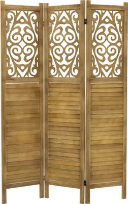 Immagine prodotto di ML-Design parete divisoria in 3 parti Tokio, naturale, 170x121cm, in legno, parete divisoria pieghevole per interni, autoportante, parete divisoria a 3 pannelli, parete mobile