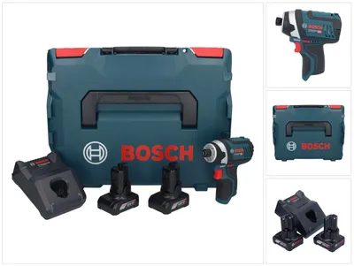 Zdjęcie produktu dla Bosch GDR 12V-105 Profesjonalny akumulatorowy klucz udarowy 12 V 105 Nm 1/4" + 2x akumulator 6,0 Ah + ładowarka + L-Boxx