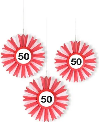 Produktbild von 3 Verkehrsschild 50 Papierrosette 25cm