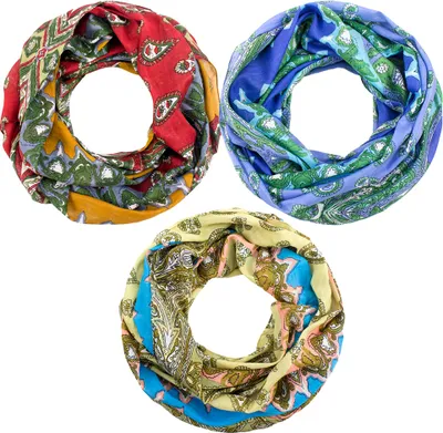 Produktbild von Sunsa Damen Loop Schal Tuch 3er Set Halstuch Geschenkideen für Frauen-MädchenTücher aus Baumwolle mit Blumen & modern bohemian Design 41430