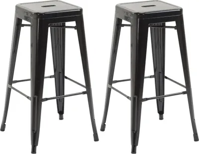 Immagine prodotto di set di 2 sgabelli da bar - sgabelli da cucina - impilabili e di facile manutenzione | Colore: nero